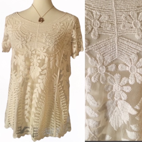 Knapp Studio Tops - Knapp Studio Boho Lace Sheer Top Medium